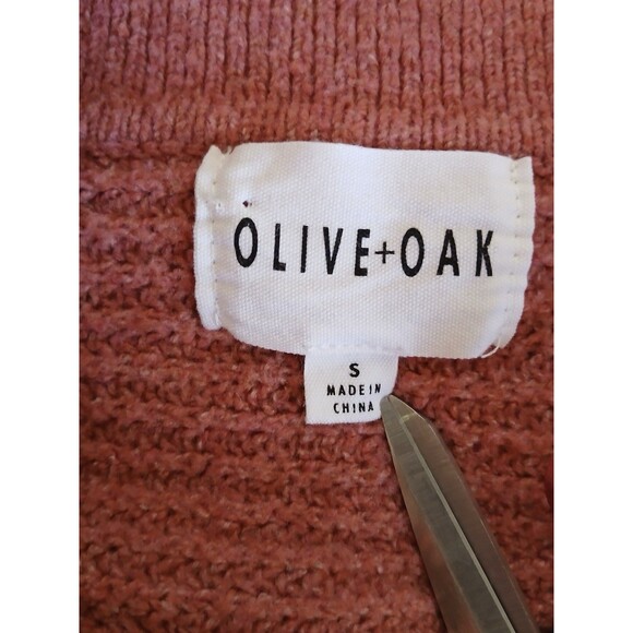 Olive + Oak Womens Sweater Pink Small Collared Tight Knit Bohemian Peasant - Picture 14 of 15